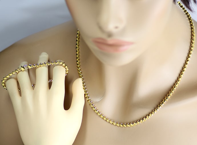 Foto 5 - Seltene Sternchen-Kette mit Armband 18K Gold, K3446