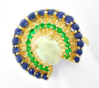Foto 1 - Einmaliger Opal Safir Smaragd Ring Topdesign, S8583