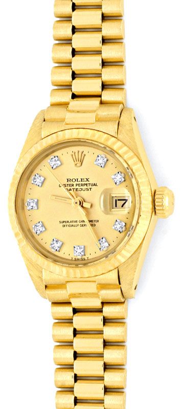 Foto 2 - Damen Diamant-Gold Rolex Oyster Perpetual Date, Geprüft, U1366